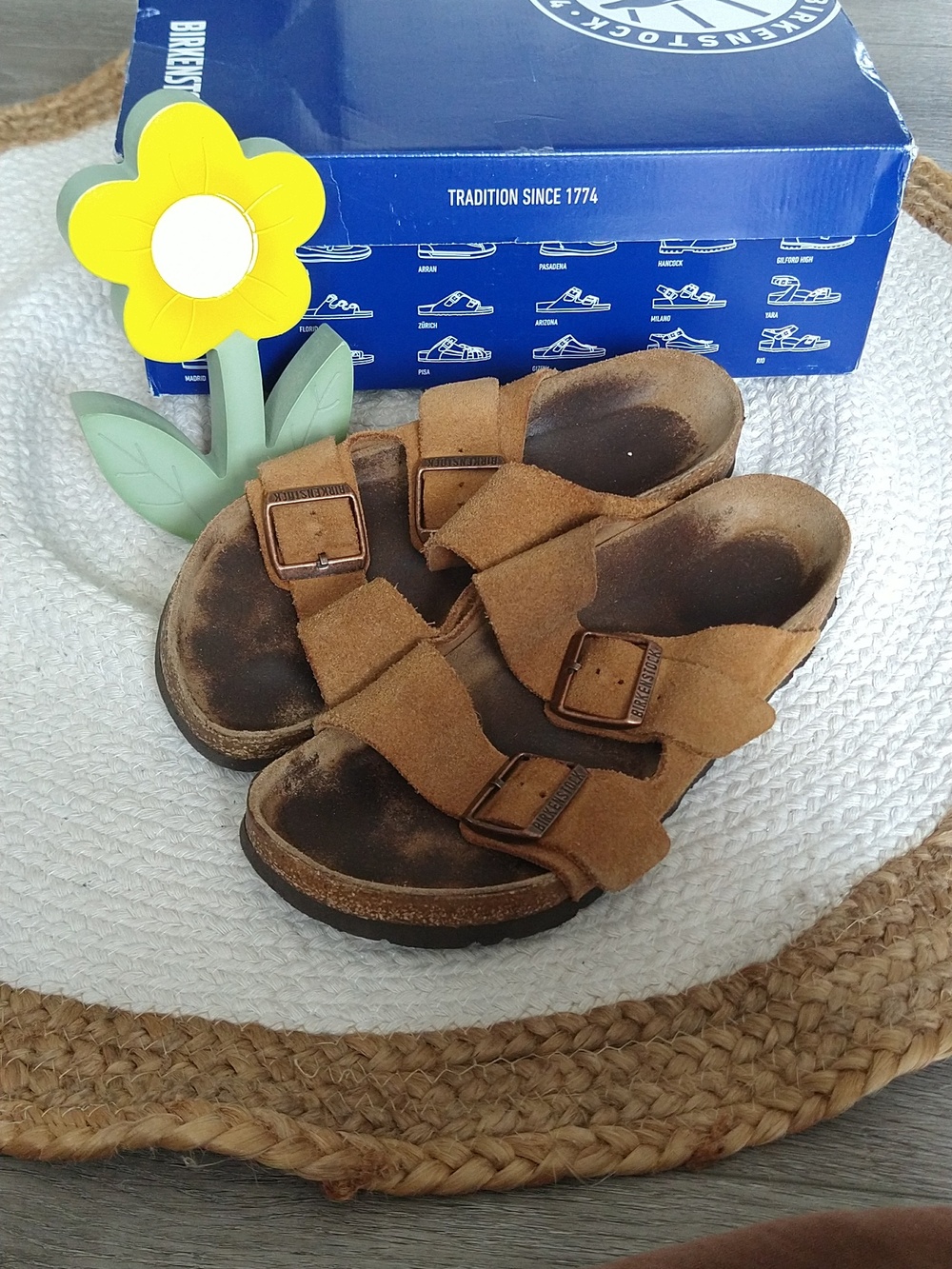 Arizona Birkenstock Mink Suede Regular Fit Slides Size 38 US Ladies 7